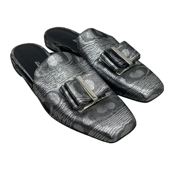 Salvatore Ferragamo Shoes - Salvatore Ferragamo Metallic Silver Buckle Loafers Women's Size 8 Preowned
